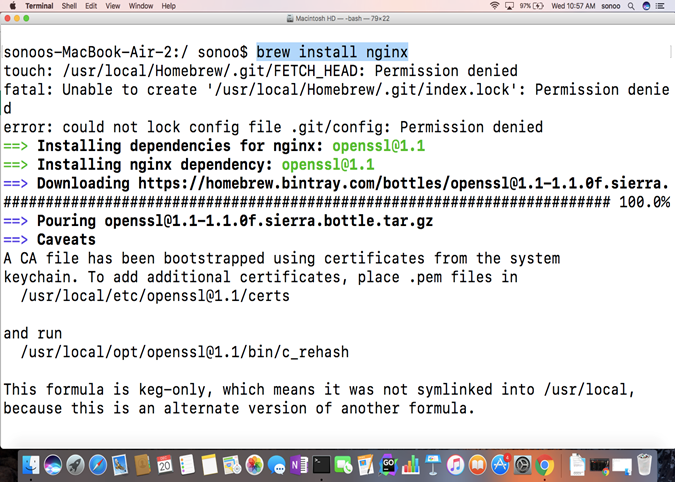 control permissions in mac for terminal installs